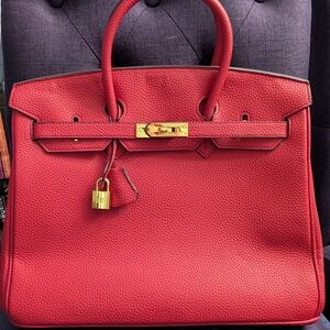Knock Off Read Details-Red Leather Handbag